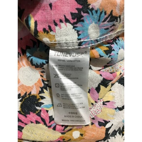 Tunevuse Floral Retro Cotton Shirt Medium - Picture 6 of 6